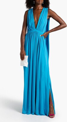 Ashley cape-effect gathered jersey gown