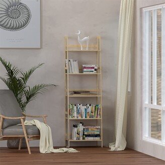 BESTCOSTY 5 Tier Bamboo Bookshelf, Ladder Shelf, Open Bookcase Imitative Oak