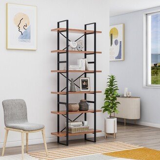 DAVEE FURNITURE Stonegate 6-Tier Industrial JD Walnut Bookcase - 85