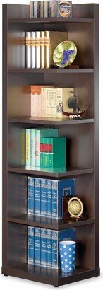 Radiant Brown Wooden Corner Bookcase