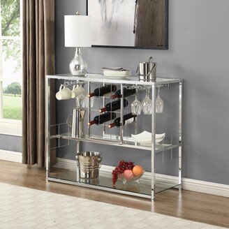 3-Tier Kitchen Trolley with Tempered Glass Shelves and Chrome-Finished