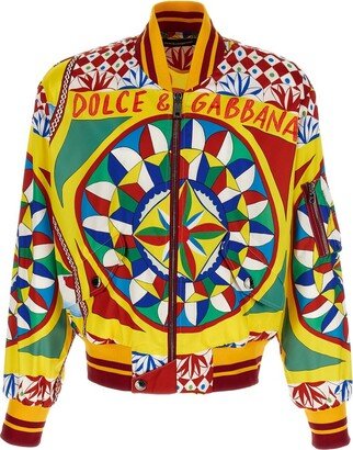 Carretto-Print Zipped Bomber Jacket