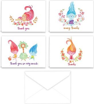 Paper Frenzy Troll Themed Thank You Note Cards and Envelopes 24 pack