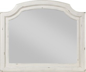 ACME Jaqueline Mirror in Light Gray Linen & Antique White Finish - Grey