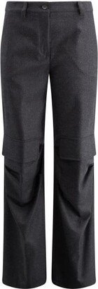 Wool Flared Cargo Trousers