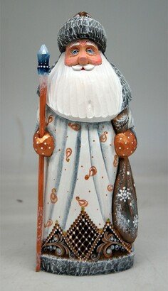 G.DeBrekht Woodcarved and Hand Painted Santa White Christmas Twinkle-Yuletide Santa Figurine