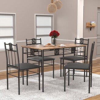 Javlergo 5-Pieces Dining Set Wood Rectangular Table and 4 Chairs for Kitchen/Breakfast Nook