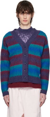 Madhappy Blue & Purple Fuzzy Stripe Cardigan