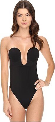 U Plunge Backless Strapless Bodysuit (Black) Women's Jumpsuit & Rompers One Piece