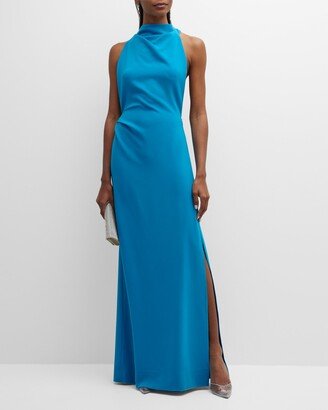 Matte Crepe Backless Maxi Dress with Twist Detail