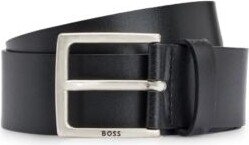 Italian-leather belt with antique-effect hardware