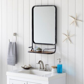 Rowanne Traditional Silver Mirror With Wood Shelf