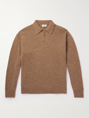 Slim-Fit Brushed Alpaca-Blend Half-Zip Sweater-AA