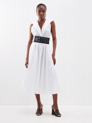 Archetypes Belt-waist Cotton-poplin Midi Dress