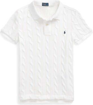 Ss Cbl Polo-short Sleeve-polo Shirt Sweater White