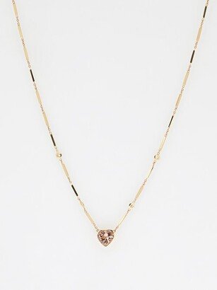 Diamond, Morganite & 14kt Gold Necklace