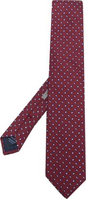 Embroidered-Pattern Silk Tie