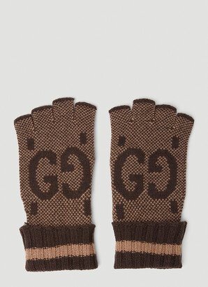 Gg Jacquard Fingerless Gloves - Man Gloves Brown S