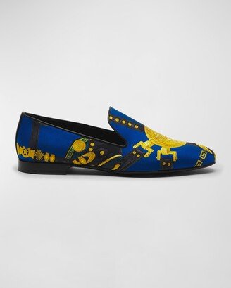 Men's Medusa-Print Silk Slippers