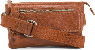 TJMAXX Leather Big Belt Bag With Front Double Pockets For Women