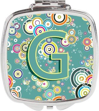 CJ2015-GSCM Letter G Circle Circle Teal Initial Alphabet Compact Mirror