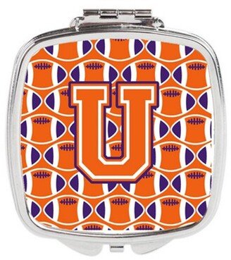 CJ1072-USCM Letter U Football Orange, White & Regalia Compact Mirror