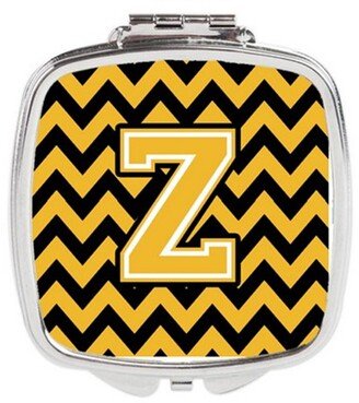 CJ1053-ZSCM Letter Z Chevron Black & Gold Compact Mirror, 3 x 0.3 x 2.75 in.