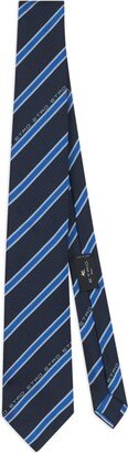 Logo-Print Striped Silk Tie