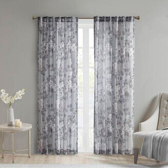 Gracie Mills 1-pc Simone Printed Floral Rod Pocket and Back Tab Voile Sheer Curtain - 50x84