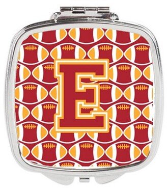 CJ1070-ESCM Letter E Football Cardinal & Gold Compact Mirror