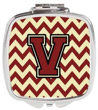 CJ1061-VSCM Letter V Chevron Maroon & Gold Compact Mirror