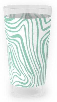 Outdoor Pint Glasses: Abstract Wavy Lines - Green Outdoor Pint Glass, Green