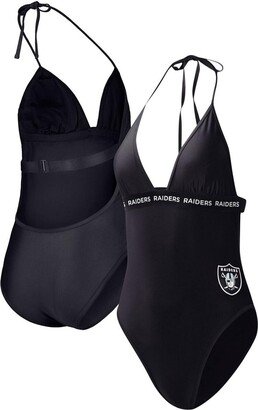 Women's G-iii 4Her by Carl Banks Black Las Vegas Raiders Full Count One-Piece Swimsuit