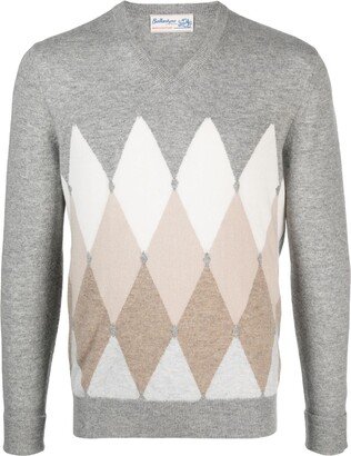 Diamond-Pattern Cashmere Jumper