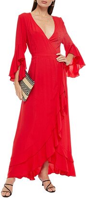 Cheryl ruffled voile maxi wrap dress