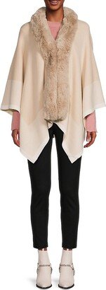 Faux Fur Trim Ruana