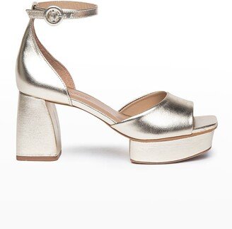 Raleigh Metallic Ankle-Strap Platform Sandals