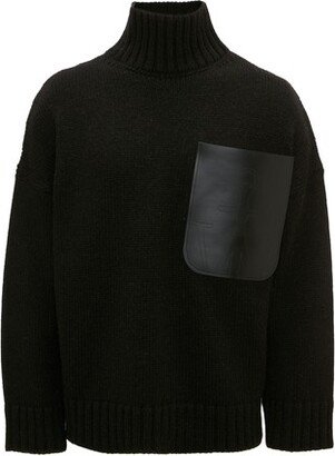 Leather patch pocket jumper