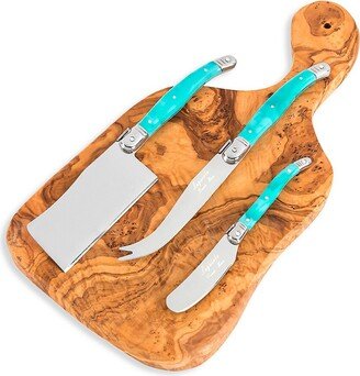 French Home Laguiole 13 Olivewood Cheese Board & Cheese Knives