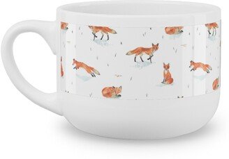 Mugs: Winter Fox - White Latte Mug, White, 25Oz, Orange