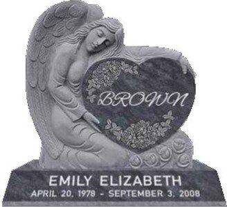 Angel Headstone 2Carved 3-D Bahama Blue Granite - Custom Engraved - Ships Free To Qualifying Locations