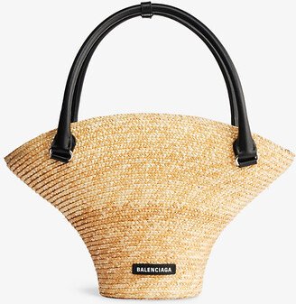 Womens Natural/black Beach Mini Straw Tote bag