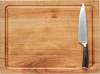 Maple Leaf At Home Carv'd Acacia Carving Board & Chef's Knife-AA