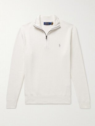 Logo-Embroidered Cotton-Piqué Half-Zip Sweater