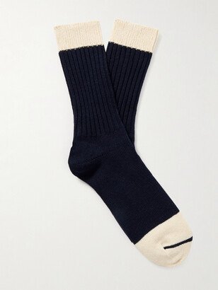 Two-Tone Recycled Cotton-Blend Socks