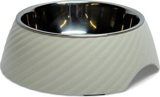 American Pet Supplies Twill Round Melamine Stainless Steel Dog Bowl - White Swan TM ()