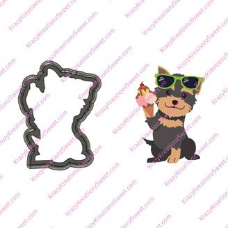 Dog Holding Ice Cream Cookie Cutter, Animal Summer Cutter