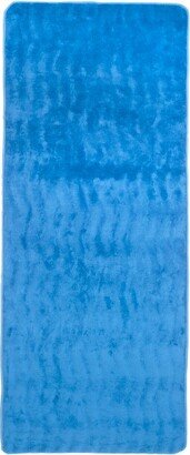 Extra Long Wave Memory Foam Bath Mat Blue - Yorkshire Home