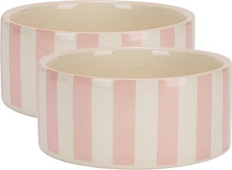 2-Piece 16 oz Ceramic Bowl Set, Rose Stripe