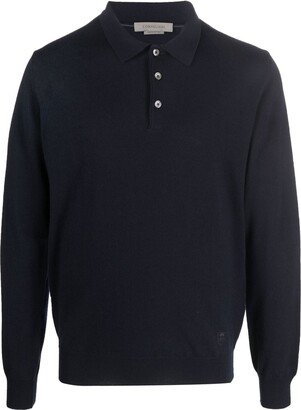 Virgin-Wool Long-Sleeve Polo Shirt